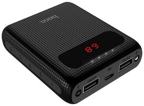 Внешний аккумулятор на 2 USB + фонарик, Hoco B20 Mige Power Bank 10000 mah, черный