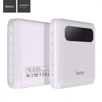 Внешний аккумулятор на 2 USB + фонарик, Hoco B20 Mige Power Bank 10000 mah, белый